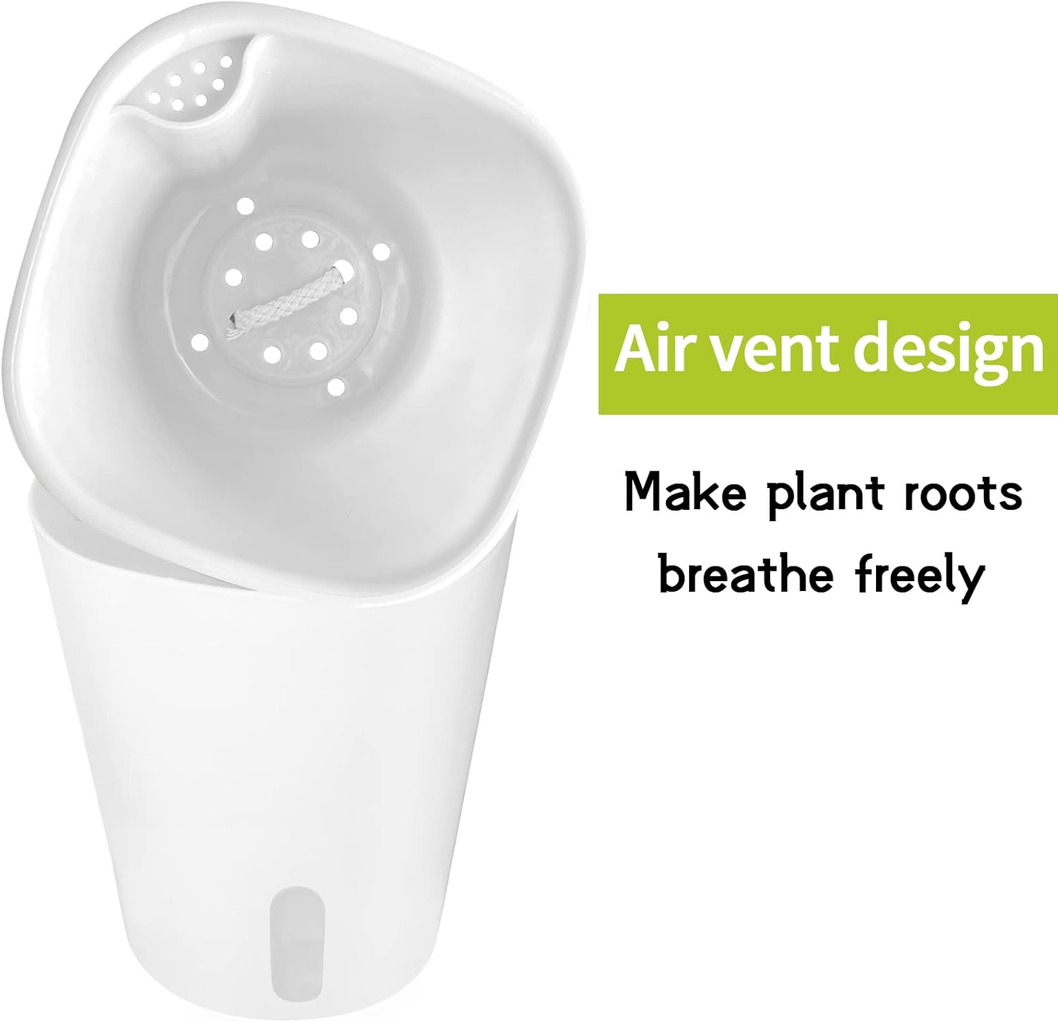 Macetas de riego automático de 5 pulgadas, 5 juegos de macetas de riego automático para plantas de interior con indicador de nivel de agua y