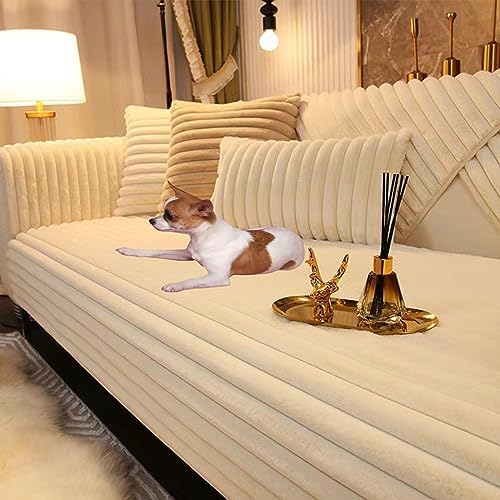 Funda de sofá antideslizante de color sólido y acogedora, funda de sofá universal, cojín de asiento, funda de cama peluda para perro, manta para