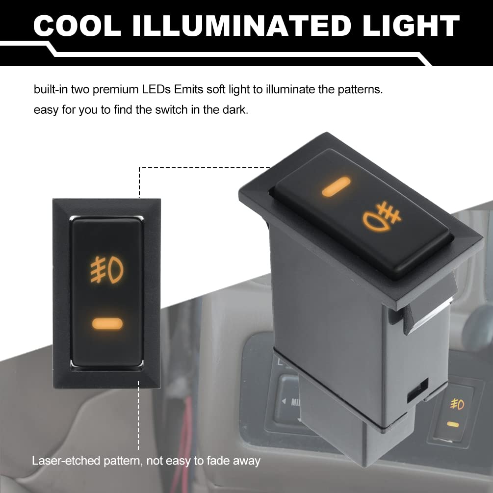 NJSBYL Luz antiniebla LED encendido apagado SPST interruptor basculante para Toyota 4Runner Camry Celica Corolla Highlander Echo MR2 RAV4 Avalon