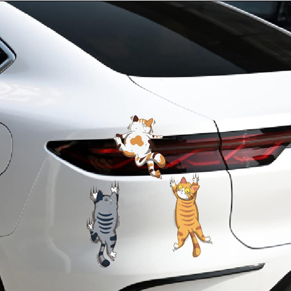 Calcomanía de dibujos animados de gato lindo para automóvil, calcomanía de perro de dibujos animados, calcomanía de vinilo para coche, calcomanías