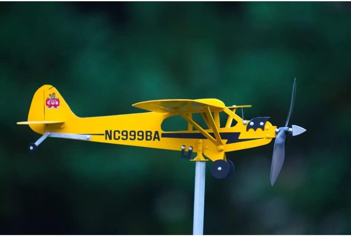 Veta de avión Piper J3 Cub 2023, regalos para los amantes del vuelo, decoración de veletas de avión, molino de viento hecho a mano, fácil de