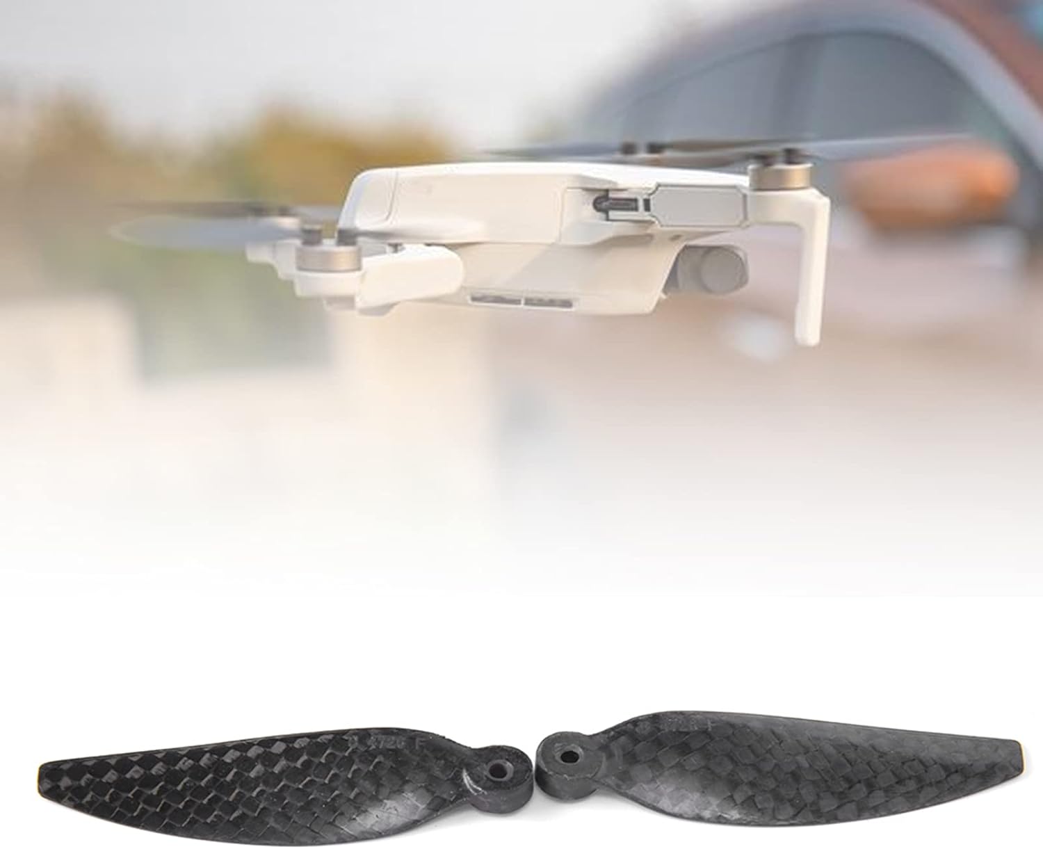 Carbon Fiber Drone Blades, Durable Stable Practical Resistance Drone Propellers Drone Blades Lightweight for DJI Mavic Mini Black(Two Pairs)