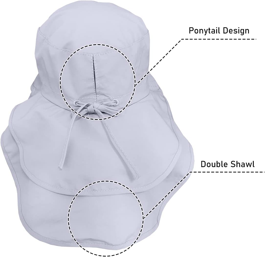 Paquete de 3 sombreros para mujer con solapa para el cuello, ala ancha, protección UV, sombrero de pescador, verano, playa, pesca, senderismo,