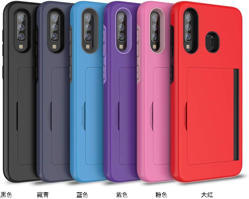 Funda para Galaxy A50 con tarjetero, a prueba de golpes, funda protectora híbrida de silicona resistente para Samsung Galaxy A50, color negro