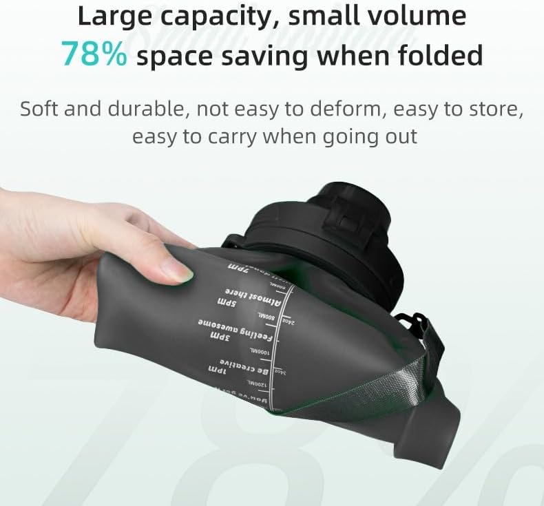 vadoworld Botella de agua de silicona plegable con popote extraíble, silicona sin BPA y a prueba de fugas, aislada, reutilizable para viajes,