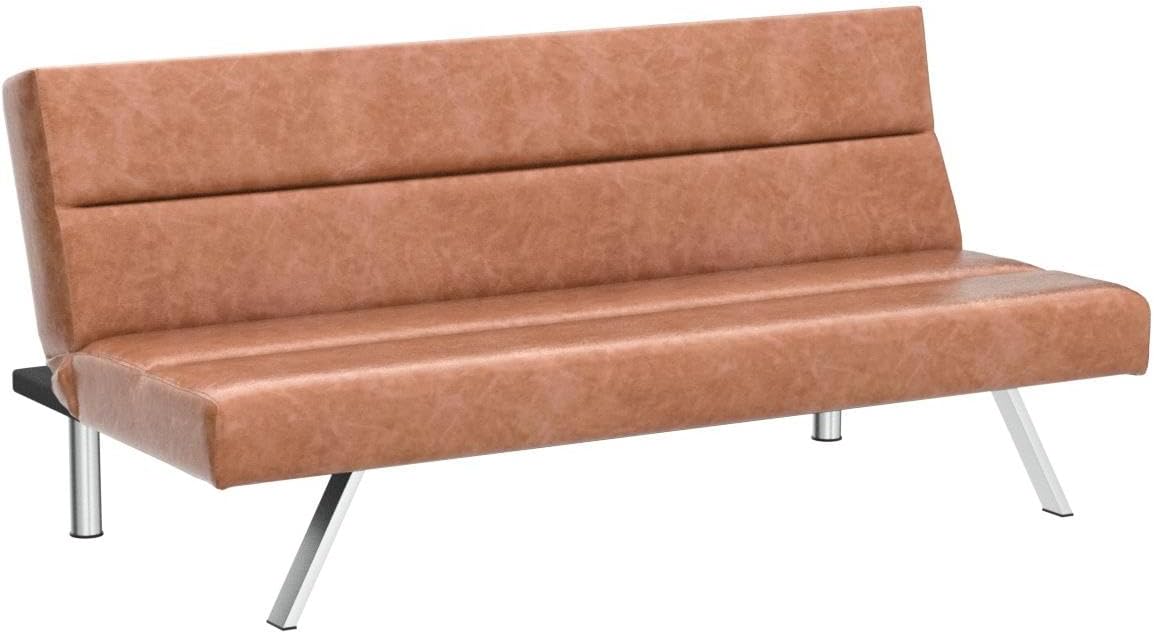 Naomi Home Sofá cama futón de cuero caramelo