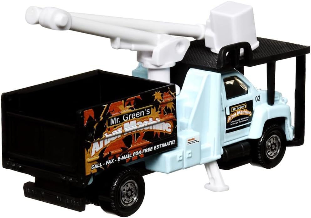 Matchbox – Vehículo fundido a presión para equipos de trabajo – GMC C8500 Topkick – Camión de poda de árboles  Azul claro  Serie 70 aniversario