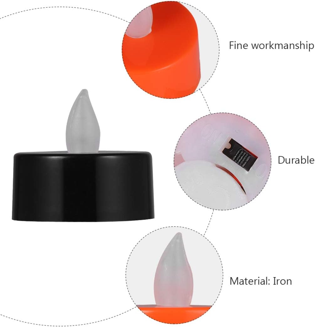 Uonlytech 10 velas electrónicas LED, luz parpadeante sin llama, luz de té alimentada, luz de vela de plástico para el hogar, para Halloween, fiesta,