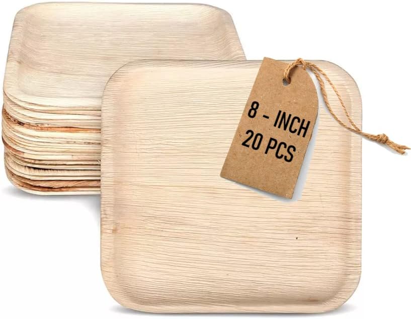 My Sanctuary – Paquete de 20 platos de bambú de 8 pulgadas, platos compostables y biodegradables, alternativa ecológica a los platos de bambú,