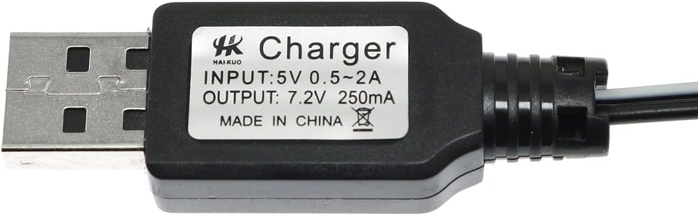 Cargador USB RLECS Ni-Cd, KET-2P, 7.2V Cargador USB Cable de carga para camión RC Excavadora RC Battleship Rifle Airsoft Cargador eléctrico de