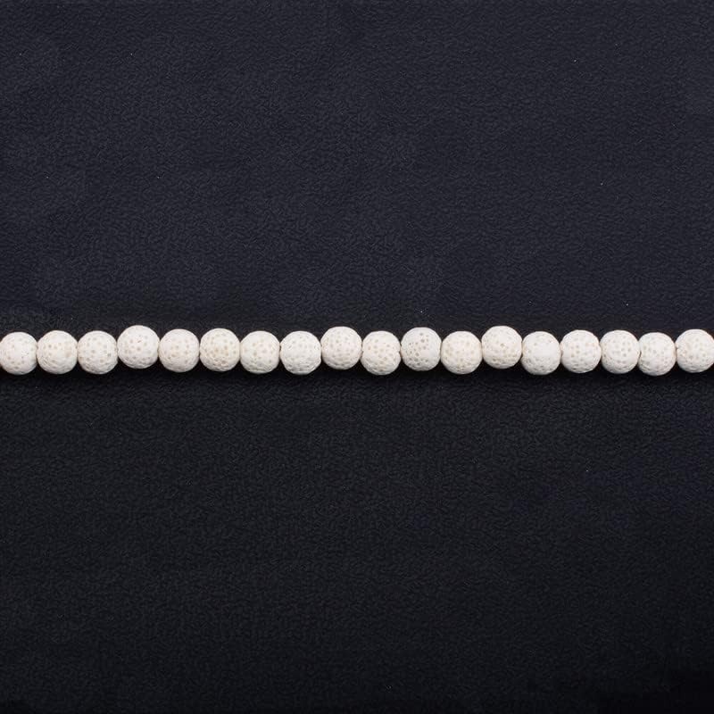 Cuentas blancas para la fabricación de joyas, cuentas de lava blanca natural para pulseras, cuentas redondas ligeras de piedra a granel de 0.315