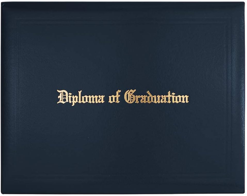 GradClassical Funda de diploma impresa de 8.5 x 11 pulgadas, soporte suave para certificado (azul marino)