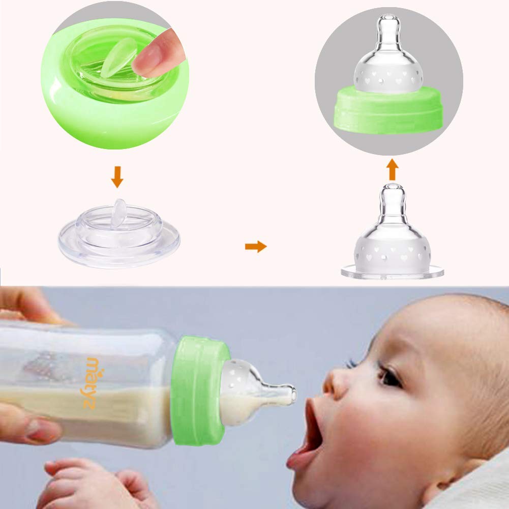 Matyz Paquete de 4 botellas de almacenamiento de leche materna con tapas (verde, 6 onzas cada una), botella de almacenamiento de recolección de