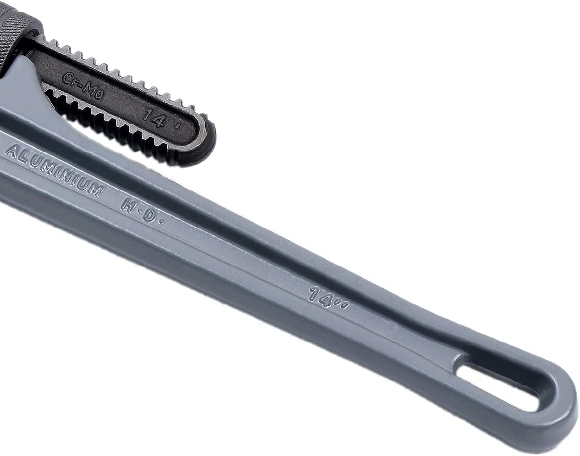 WEDO Llave de tubo recta de 12 pulgadas, llave de fontanería, llave de aluminio, apertura máxima 2.165 in, cabeza forjada de acero al