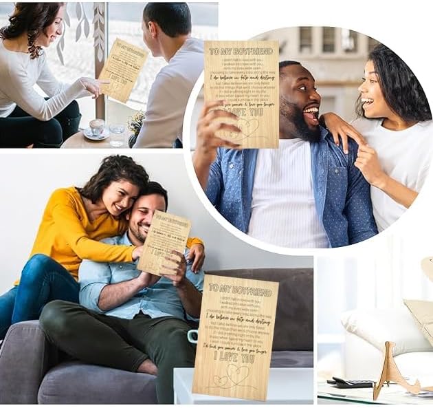 Meliespresso To My Boyfriend I Didn’t Fall In Love With You – I Love You – Tarjetas de felicitación de madera hechas a mano