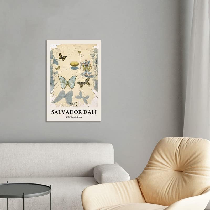 Gufro Póster de lienzo sin marco para pared, diseño de Allegorie de soie de Salvador Dali, póster de mariposa, pintura decorativa, pósteres de pared