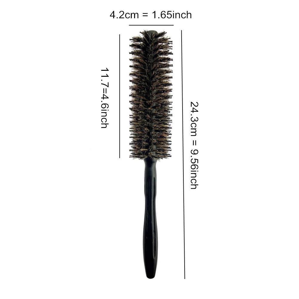 Cepillo de pelo redondo con cerdas naturales de jabalí y nailon, cepillo de pelo voluminizador pequeño, barril de 1.65 pulgadas de diámetro (12
