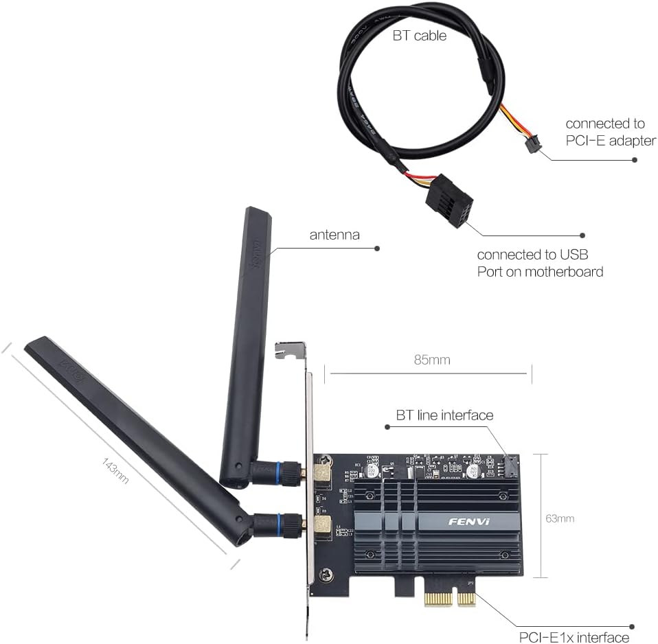 AX200 WiFi 6 PCIe Card BT5.2 Dual Band AX3000 802.11ax Adaptador de red inalámbrico de escritorio Soporte Windows 1110 para enrutador WiFi 6