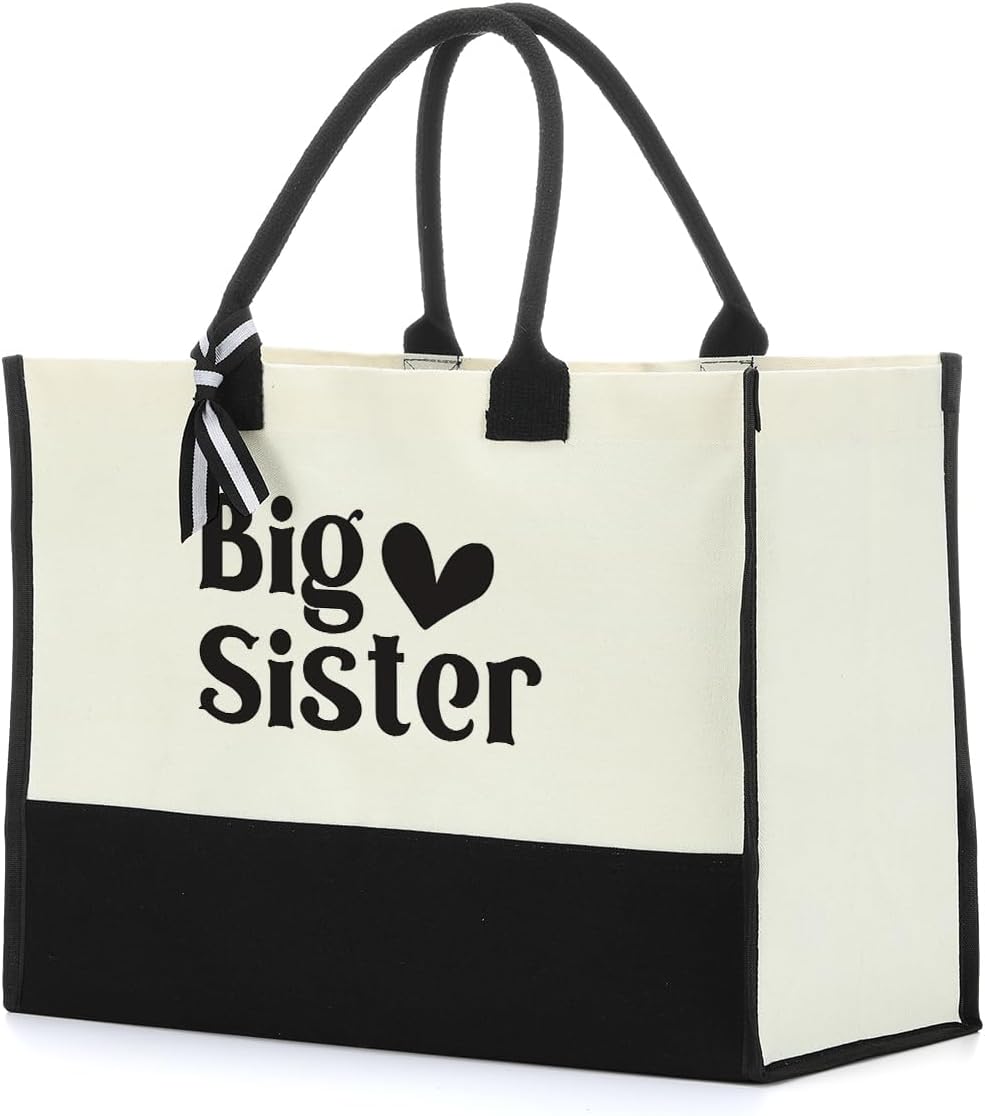 Bolso reutilizable para hermana mayor, regalo promocionado a hermana mayor, bolsa de playa, regalos de cumpleaños para mujeres, bolsa de viaje para