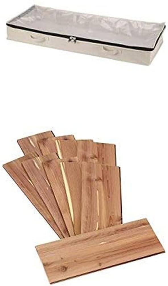 Household Essentials Cedarline Collection – Cofre de almacenamiento de lona de algodón natural con 10 tablones de cedro