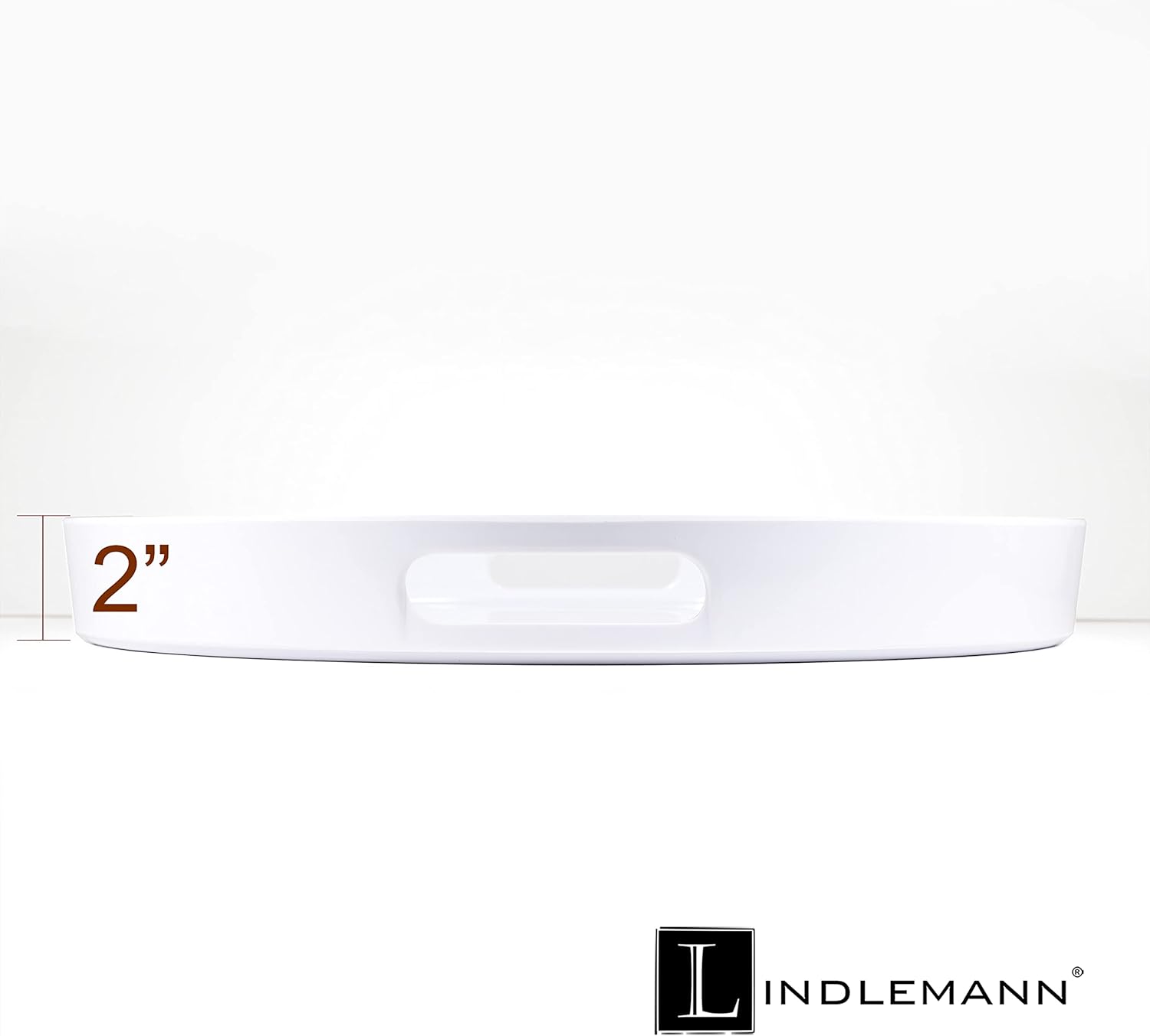 LINDLEMANN Bandeja para servir, grande, redonda, color blanco melamina, fuerte y resistente, con asas integradas para un fácil manejo, hermoso
