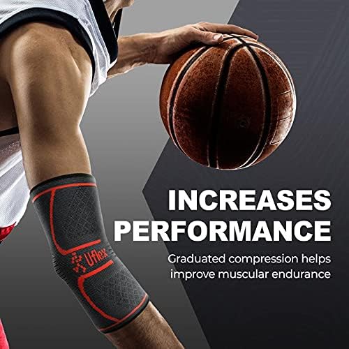 UFlex Elbow Compression Sleeve for Women & Men- Brace for Injury Recovery, Tendonitis, Tennis Elbow, Bursitis, Weightlifting, Golf, Basketball-