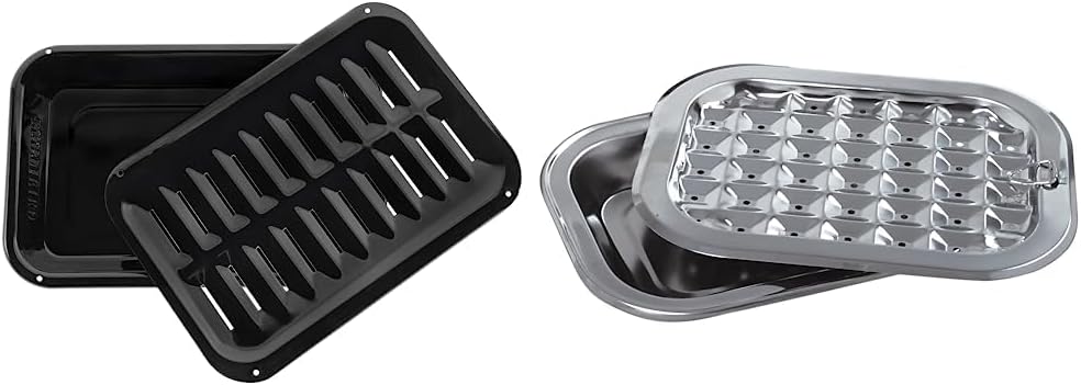 Certified Appliance Accessories SPL50008 – Juego de 2 sartenes y parrilla pequeña de porcelana sobre acero de 13 x 8-34 x 1-38 pulgadas para horno,