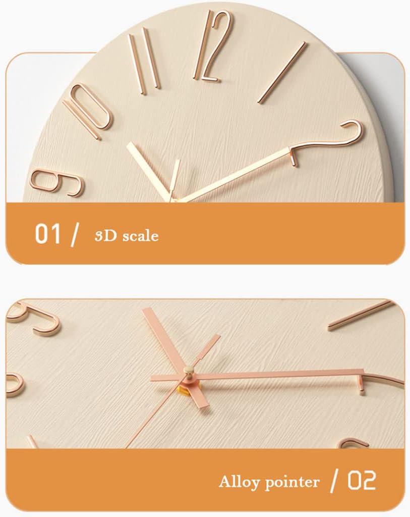 Reloj de pared – Reloj de pared moderno minimalista de 12 pulgadas para sala de estar, 3D, gran número, fácil de leer, reloj de pared decorativo sin