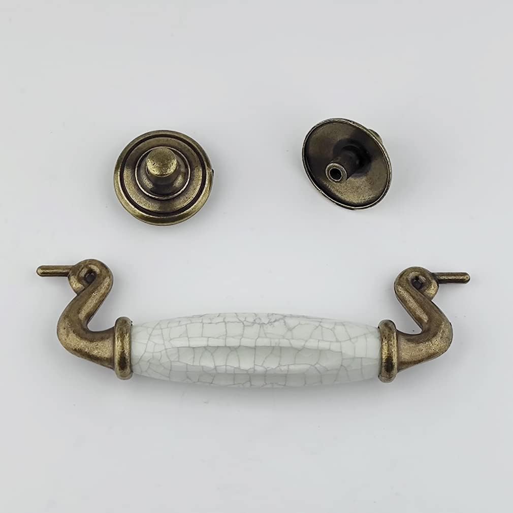MuDuJia Paquete de 4 tiradores de cajón de cerámica de 4 12 pulgadas, tiradores de cajón de bronce antiguo para pomos de armario de cocina, 4.5