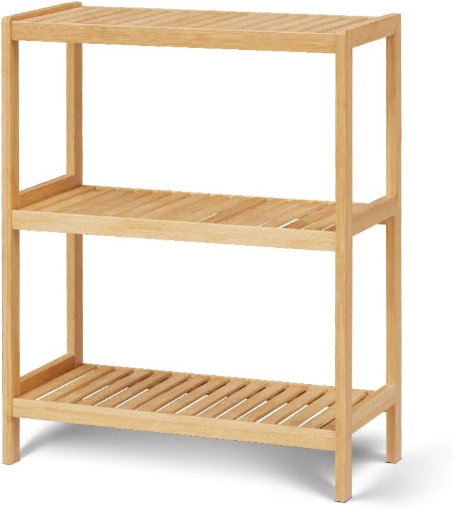 Estante organizador de almacenamiento de bambú de 3 niveles para inodoro, estantes de utilidad para baño, sala de estar, cocina