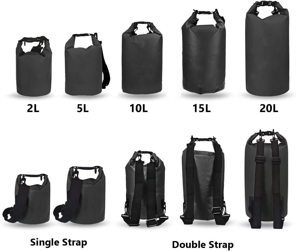 Forbidden Road – Bolsa impermeable, disponible en 2 L, 5 L, 10 L, 15 L y 20 L, incluye correas ajustables de hombro para kayak, lancha, campamento