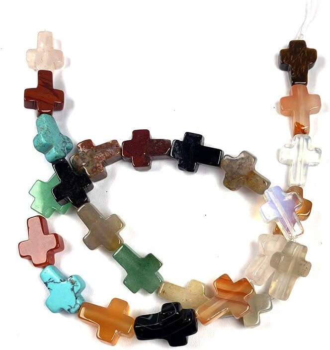 Cuentas de ágata de piedra natural, cuentas sueltas de ópalo de cristal en forma de cruz, cuentas sueltas para hacer joyas, collares, pulseras,