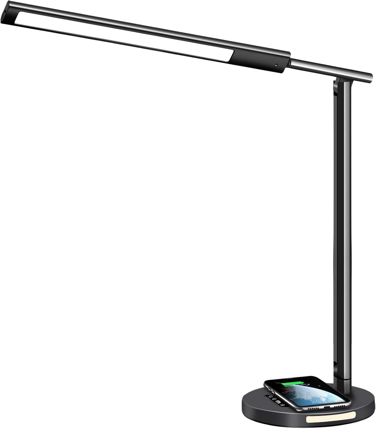 AFROG Lámpara de escritorio LED multifuncional 8 en 1 con cargador inalámbrico rápido de 10 W, puerto de carga USB, luz nocturna, 1200Lux súper