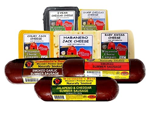 Wisconsin Cheese Company – Caja de regalo Wisconsin Elite Specialty Cheese & Salchichas  Caja de regalo enorme  Perfecto para fiestas, tableros de