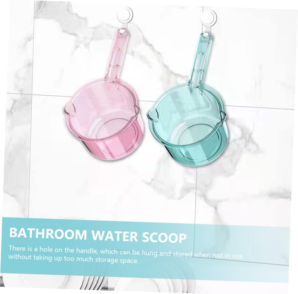 HOMSFOU Cuchara de baño transparente, cucharón de agua de plástico, cucharas de baño, cucharas para baño, cucharón pequeño, cucharón de champú,