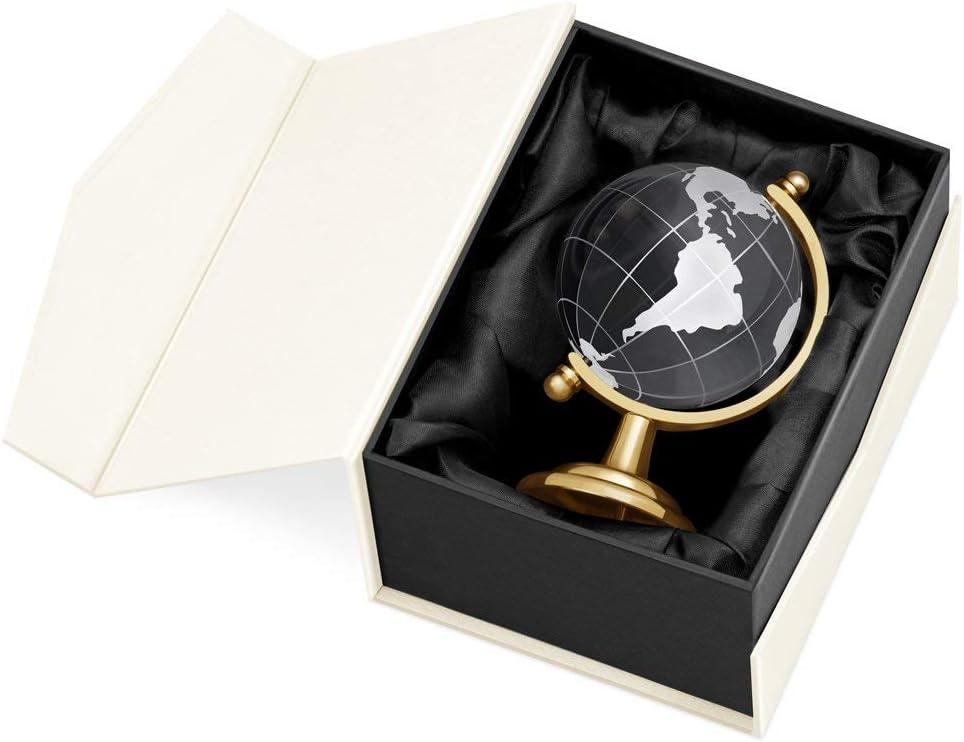 Maverton Globo de cristal para mujer – Decoración para ella – Mapa del mundo cortado con láser – Elegante caja con sobreimpresión – Para viajero –