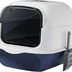Caja de arena con capucha para gatos con tapa, orinal cerrado y cubierto, caja de arena para mascotas con tapa, color azul Caja de arena con capucha para gatos con tapa, orinal cerrado y cubierto, caja de arena para mascotas con tapa, color azul