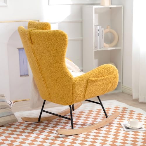 Mecedora profesional con patas de goma, tela de cachemira y diseño ergonómico, perfecta para sala de estar y dormitorio, ideal para guardería y