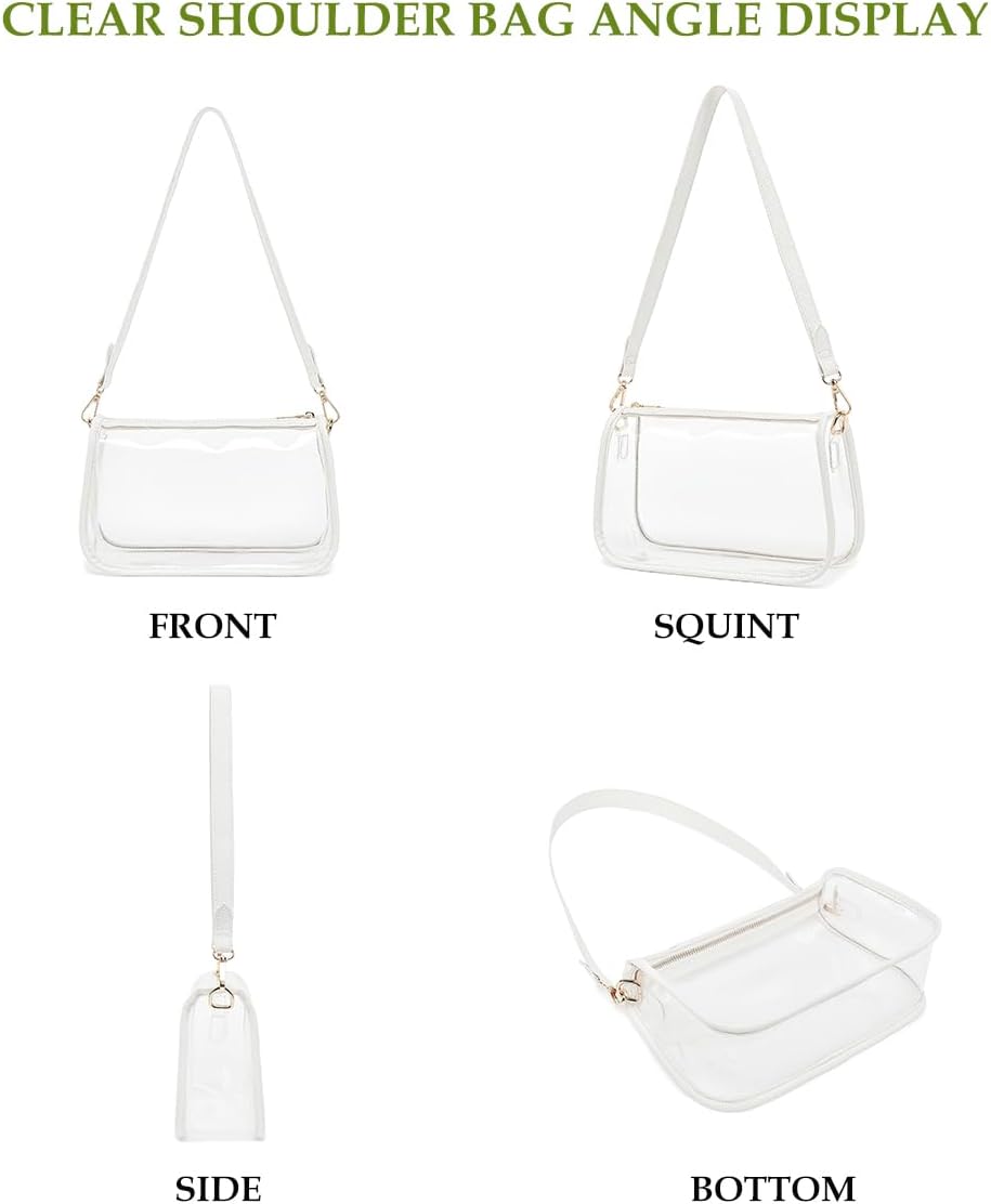 LOXOMU Bolso transparente aprobado para estadios, pequeño bolso cruzado transparente para mujer, bolso transparente para mujer