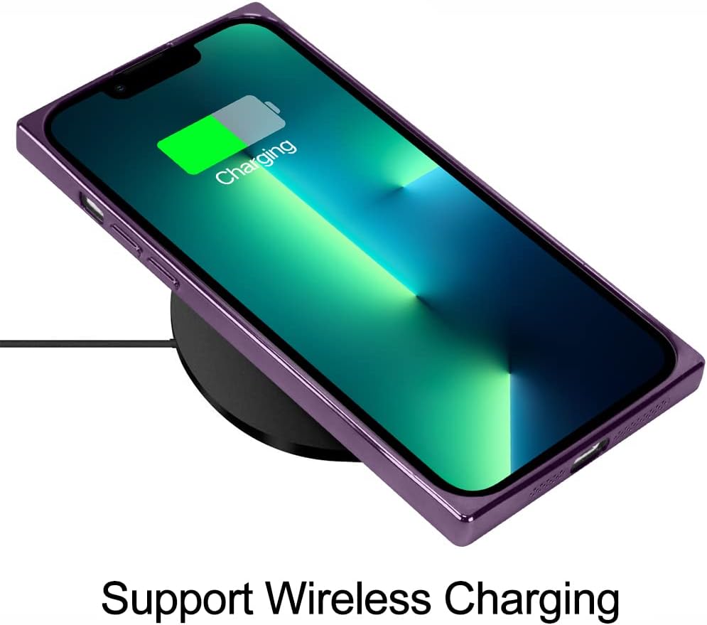KANGHAR Funda cuadrada magnética transparente para iPhone 13 Pro Max con protector de lente de cámara compatible con MagSafe Diseño de lujo lindo