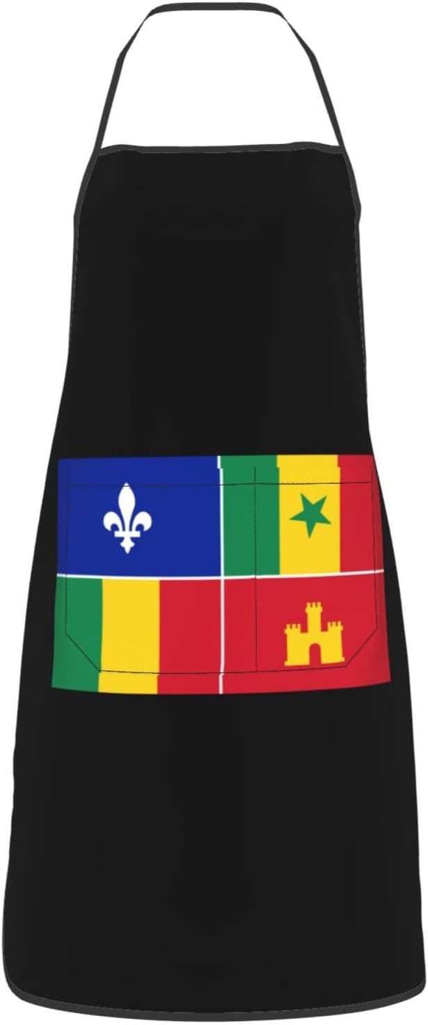 QIZYOQA Delantal de bandera criolla de Luisiana impermeable con bolsillos, delantal de cocina para cocinar, delantal de chef para hombres y mujeres,