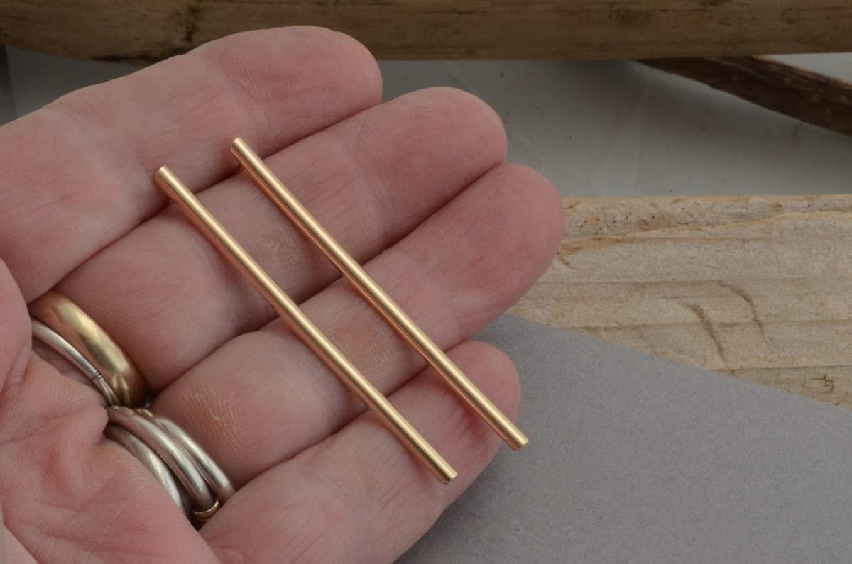 2 inch long 3mm thin 14k yellow gold filled post bar stud earrings minimalist geometric earrings for women sterling silver post (14k gold filled)