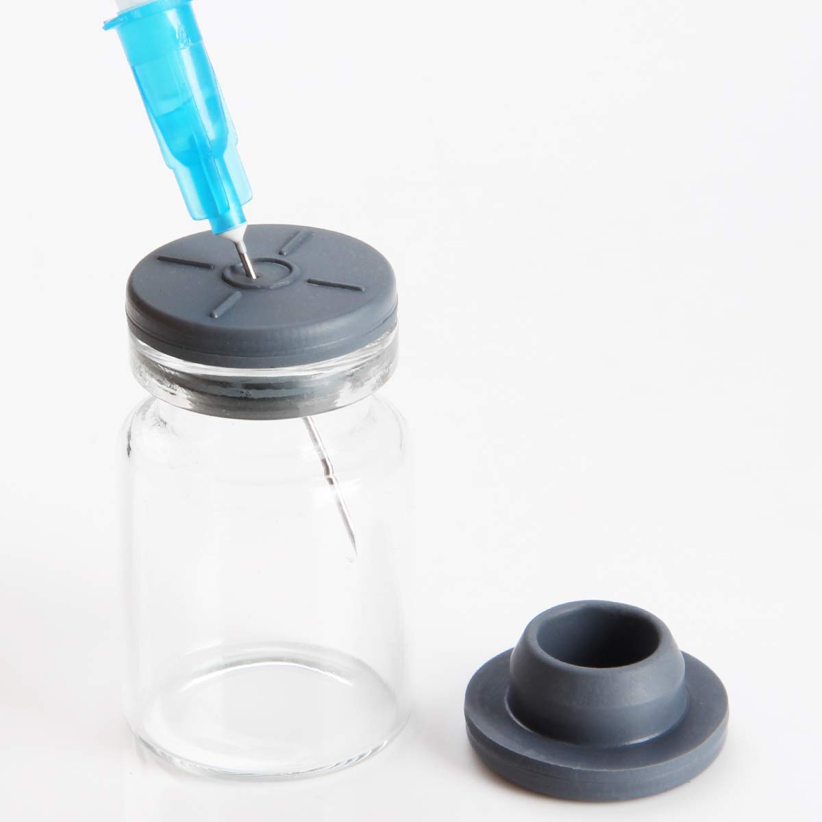 Biomed Scientific – 100 puertos de inyección autorreparables de 0.78 pulgadas, tapones de goma, tapa de butilo para botellas de vidrio y tarros de
