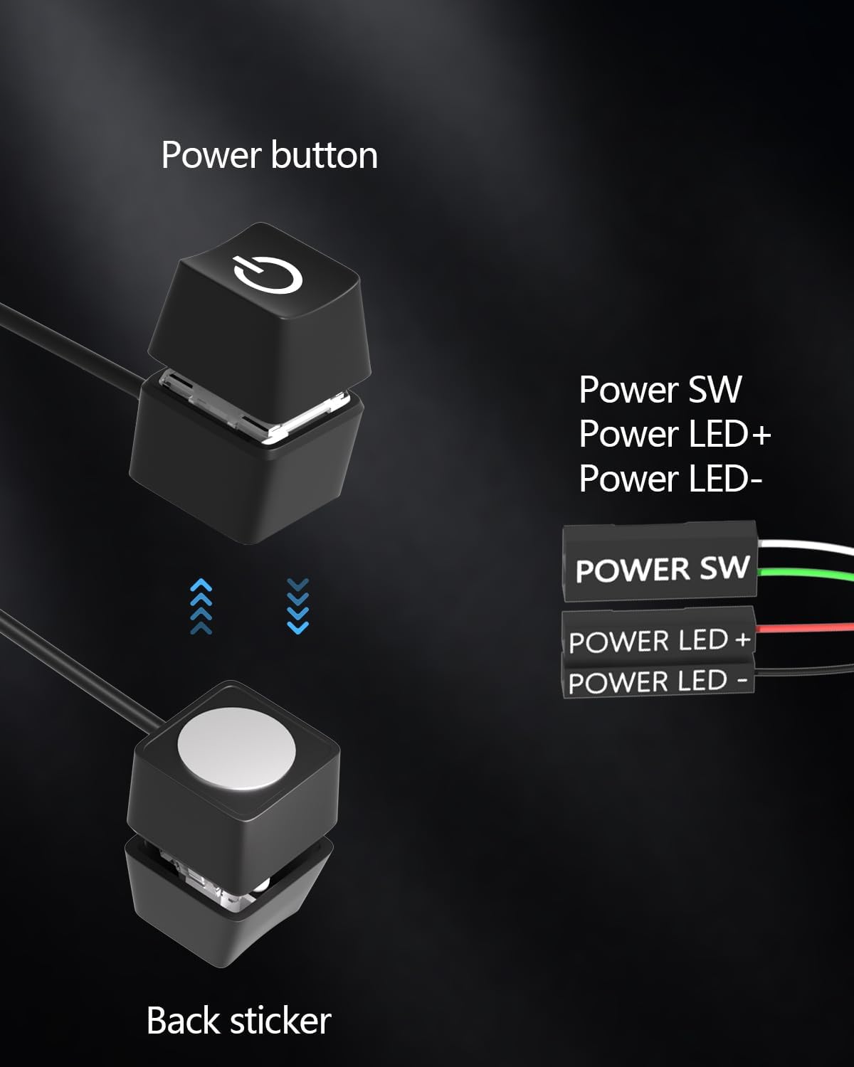 Oddtone Interruptor de alimentación de computadora de escritorio, cable adaptador de control de fuente de alimentación, 65 pulgadas, botón de
