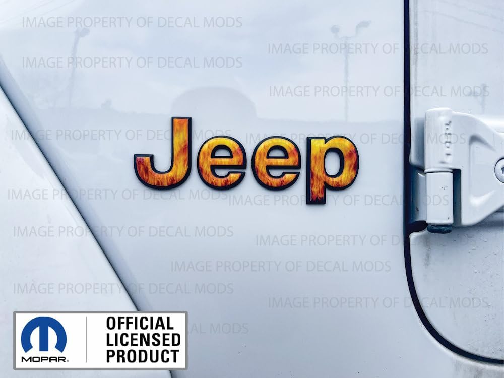 Decal Mods Superposición de guardabarros Jeep elevado 3D para Jeep Wrangler y Gladiator JLJT Rubicon (2018-2024) Llama de fuego naranja (juego de 2)