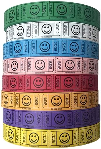 The Ticket Gurus – (4) rollos de sonrisa individual 2000 boletos por rollo (4 colores surtidos)