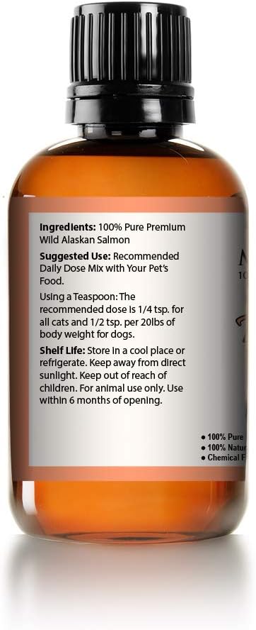 Aceite de salmón puro de Alaska salvaje para perros y gatos  Apoya la función de las articulaciones, el sistema inmunológico y la salud del corazón