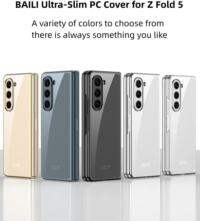 BAILI Funda transparente para Galaxy Z Fold5, transparente de alta definición, ultrafina de PC para Z Fold 5, ultrafina como Cicada Z Fold5, carcasa