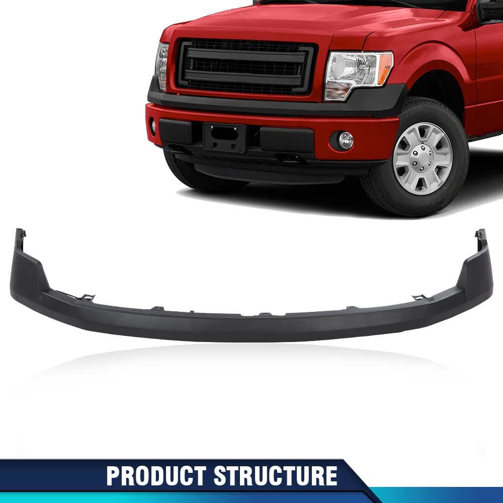 PIT66 Cubierta de parachoques delantero superior negra texturizada compatible con Ford F150 XL 2009-2014 11735587, FO1000643