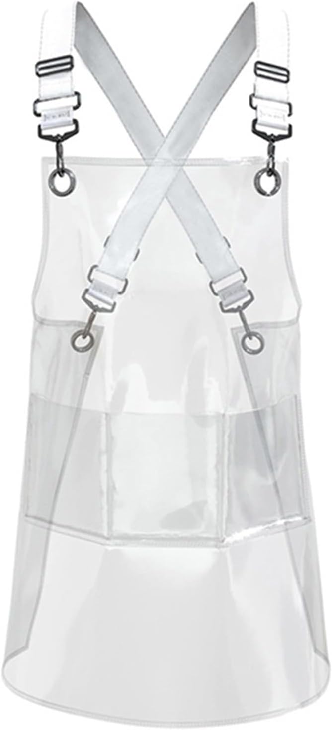 Delantales de peluquería para mujer, delantal transparente impermeable para peluquero con espalda cruzada, ajustable, para peluquería y trabajo